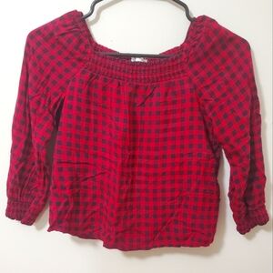 Burgundy Gingham Top (11-12)